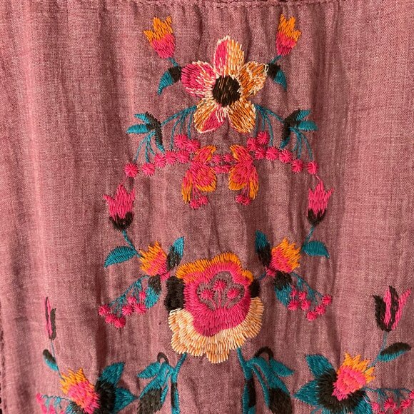 Umgee M Pink Long‎ Sleeve Embroidered Boho Tunic Dress Boho Cottagecore - Picture 6 of 16